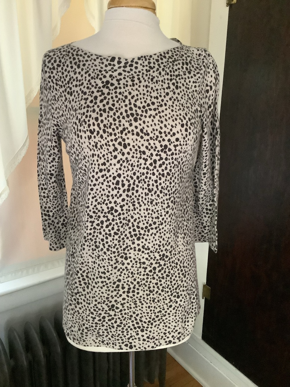 J. Jill Black and White Long Sleeve Animal Spot tunic